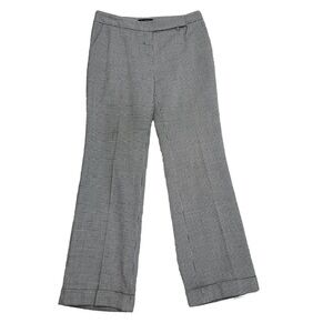 Talbots Houndstooth check signature flare wool blend trouser pants cuffed hem 4